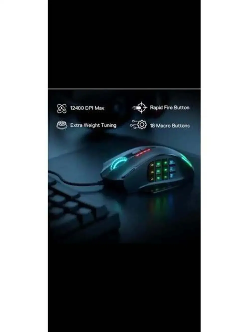 Redragon M908 Wired RGB Gaming Mouse - 12400 DPI, Programmable Keys - New in Box